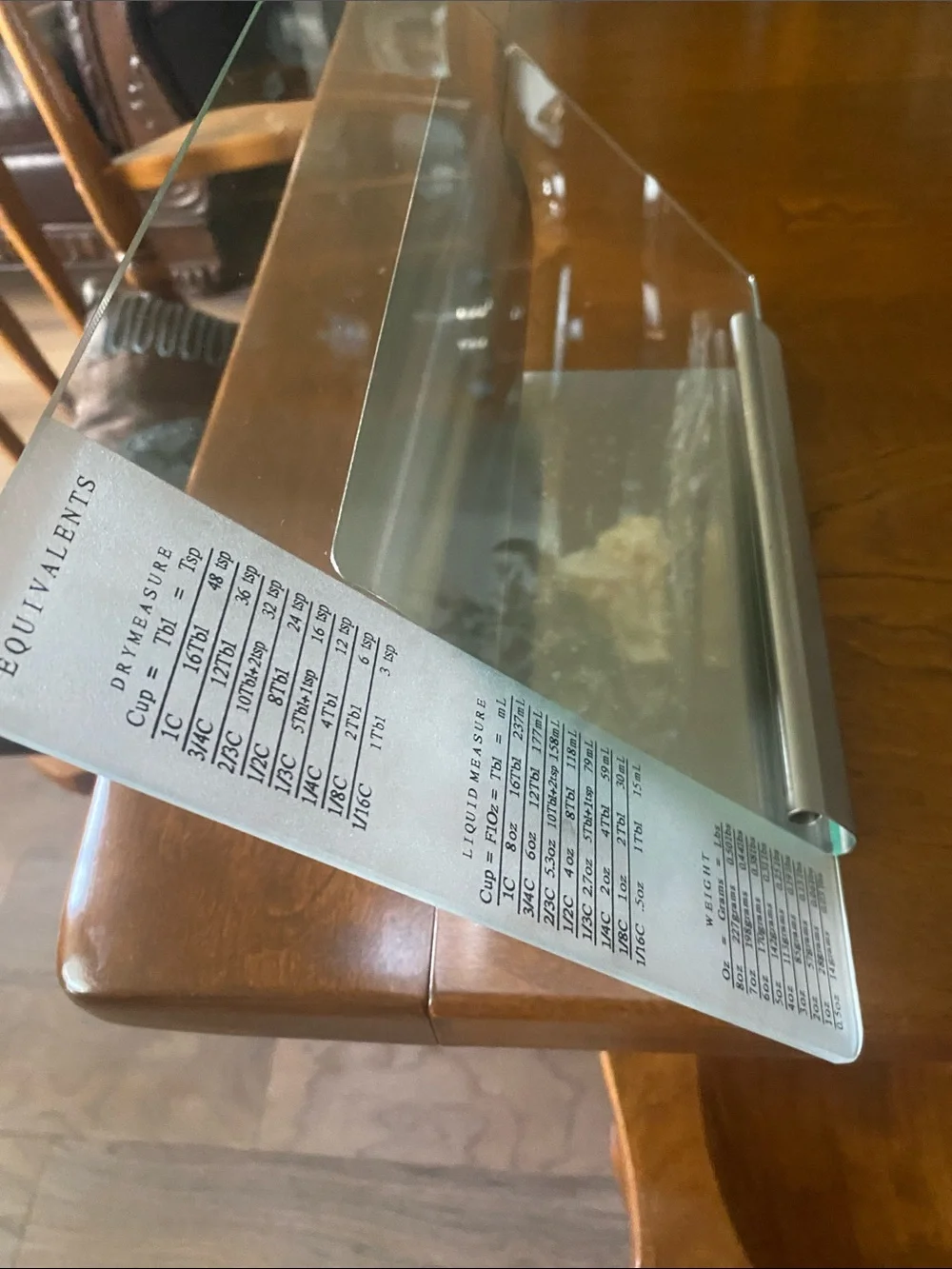 Stainless Steel Glass Cookbook/Tablet Stand with Conversion Chart